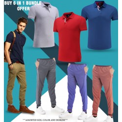 12  in 1 Bundle Offer,6 Dolphin Men's Polo Collar T-Shirt Assorted Color And 6 Tracksuit Set Assorted Colors And Designs, PT12